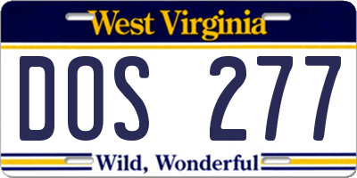 WV license plate DOS277
