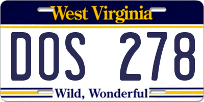 WV license plate DOS278