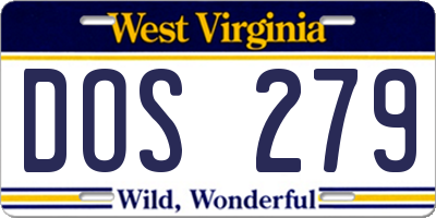 WV license plate DOS279