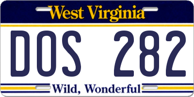 WV license plate DOS282