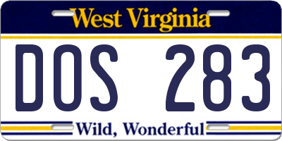 WV license plate DOS283