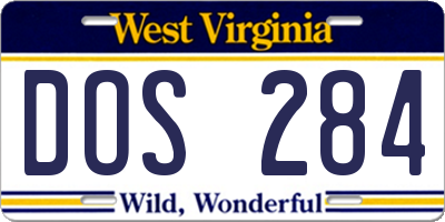 WV license plate DOS284