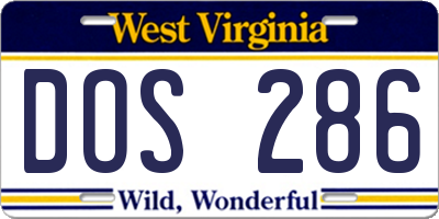 WV license plate DOS286