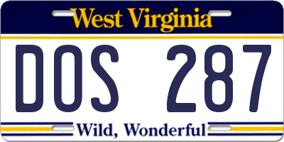 WV license plate DOS287