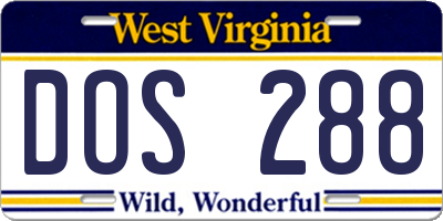WV license plate DOS288