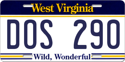 WV license plate DOS290