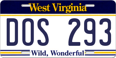 WV license plate DOS293