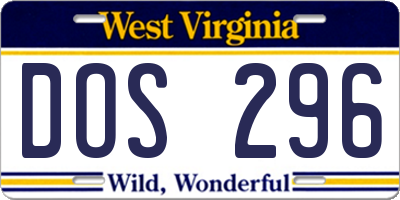 WV license plate DOS296