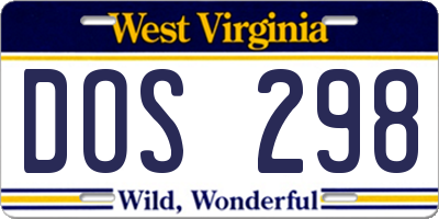 WV license plate DOS298