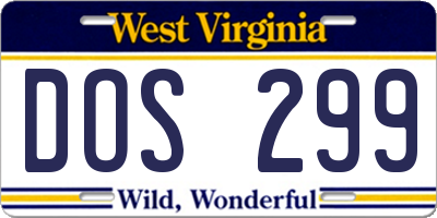 WV license plate DOS299
