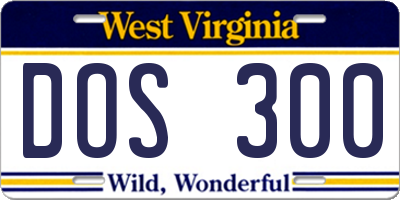 WV license plate DOS300