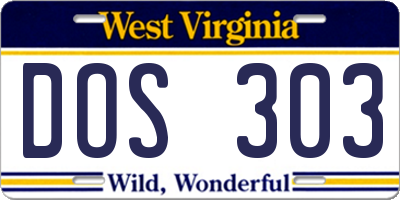 WV license plate DOS303