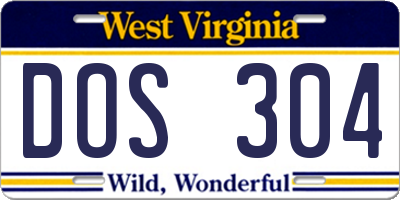 WV license plate DOS304