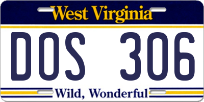 WV license plate DOS306