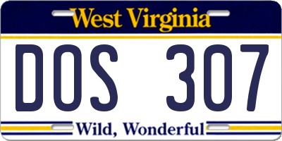 WV license plate DOS307