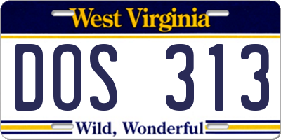 WV license plate DOS313