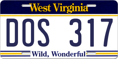 WV license plate DOS317