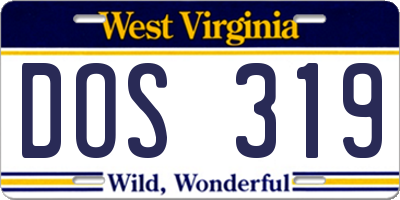 WV license plate DOS319