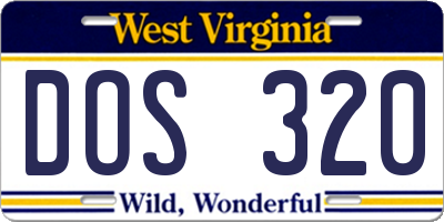 WV license plate DOS320