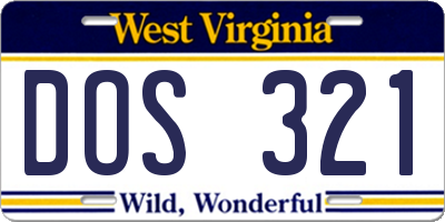 WV license plate DOS321