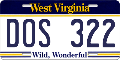WV license plate DOS322