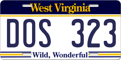 WV license plate DOS323