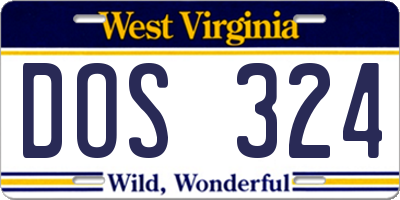 WV license plate DOS324