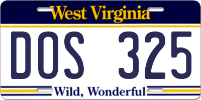 WV license plate DOS325