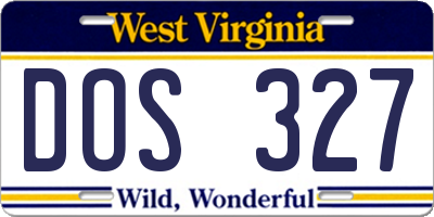 WV license plate DOS327