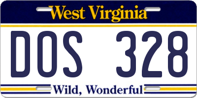 WV license plate DOS328