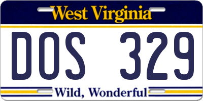 WV license plate DOS329