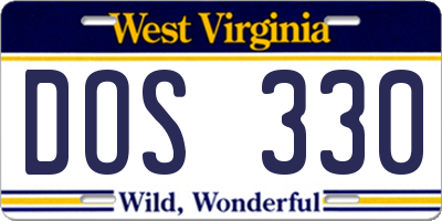 WV license plate DOS330