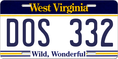 WV license plate DOS332