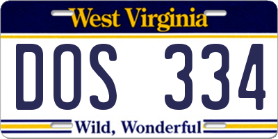 WV license plate DOS334
