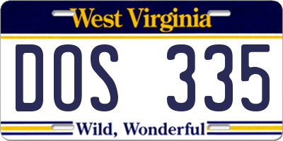 WV license plate DOS335