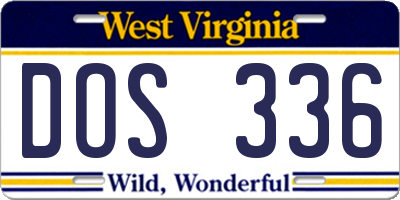 WV license plate DOS336