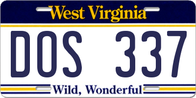 WV license plate DOS337