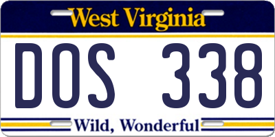 WV license plate DOS338