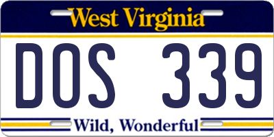 WV license plate DOS339