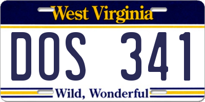 WV license plate DOS341