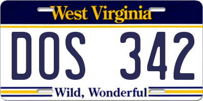 WV license plate DOS342