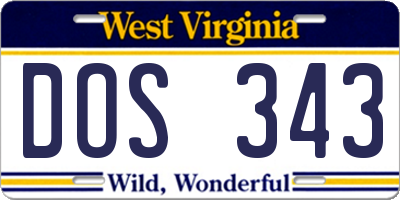 WV license plate DOS343