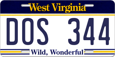 WV license plate DOS344