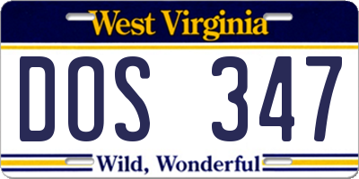WV license plate DOS347