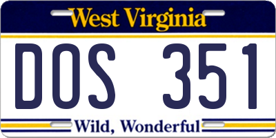 WV license plate DOS351