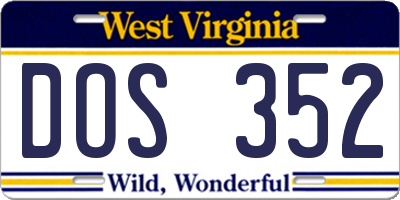 WV license plate DOS352