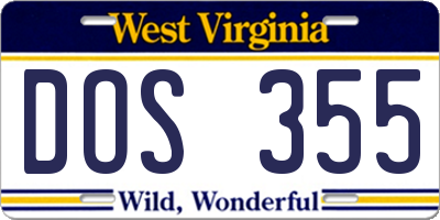 WV license plate DOS355