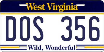 WV license plate DOS356