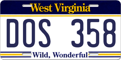 WV license plate DOS358