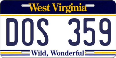 WV license plate DOS359